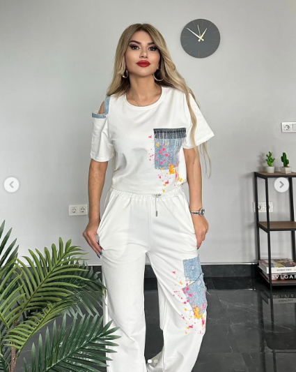 Women Printed Co-Ord set With Crop Top And Jogger